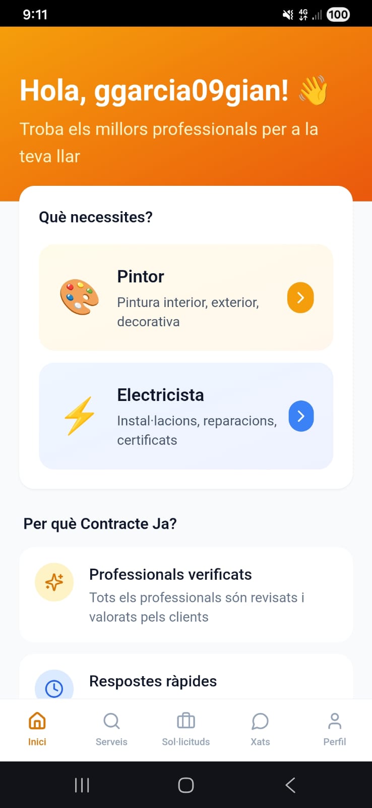 Pantalla amb la llista de peticions actives